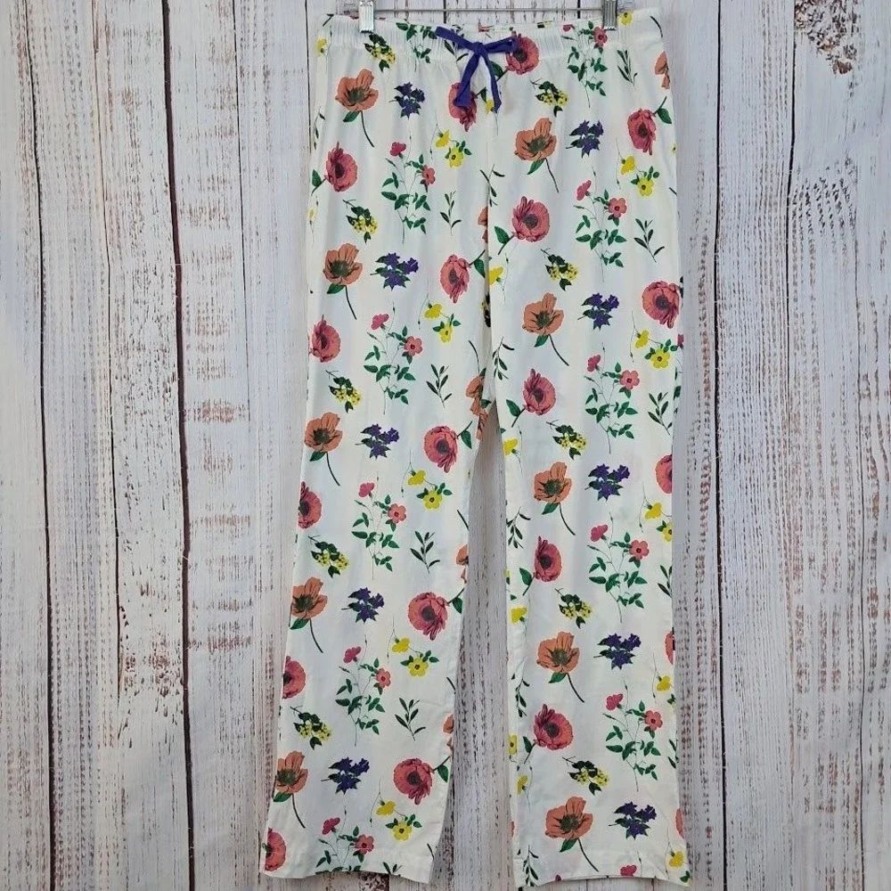 Old Navy M High Waisted Floral Poplin Pajama Pants Loungewear Drawstring Waist